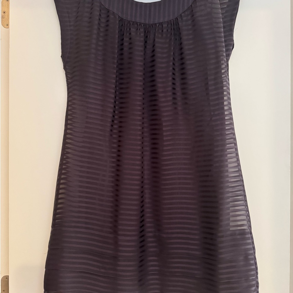 LIKE NEW! Banana Republic Semi Sheer Delicate Stripe Purple Party Dress Sz M
